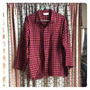Red and Black check light wool big top. Size L-XL